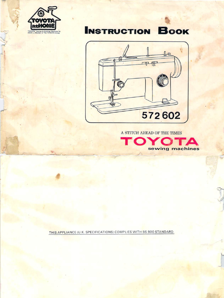 Toyota 572/602 Sewing Machine Instruction Manual | PDF