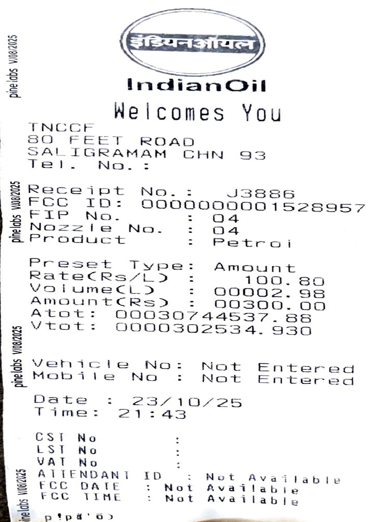 Indian Oil Petrol Bill 2025 | PDF