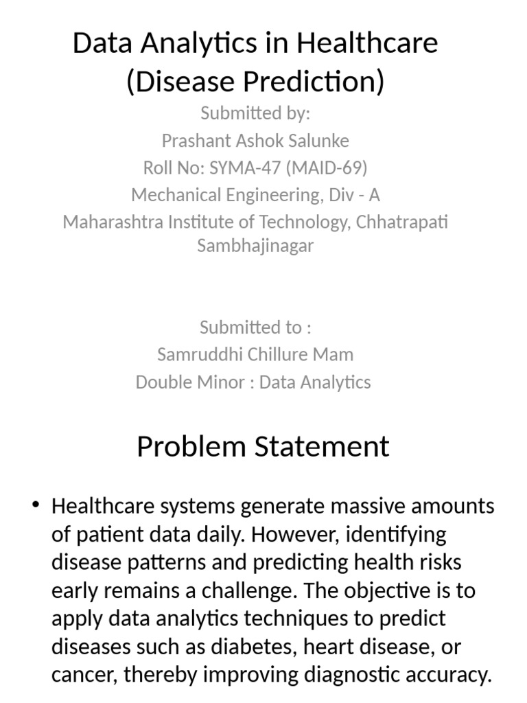 Data Analytics in Healthcare Prashant Salunke Final | PDF | Analytics ...