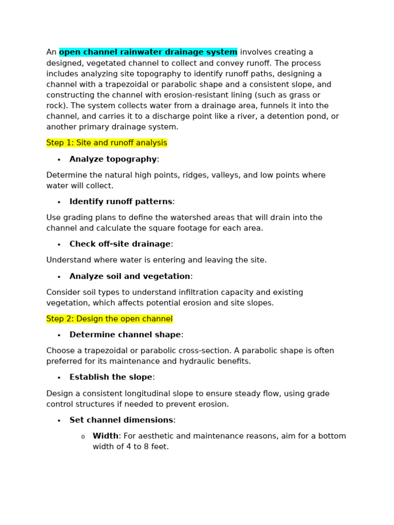 Open Channel Drainage System Design | PDF | Drainage Basin | Surface Runoff