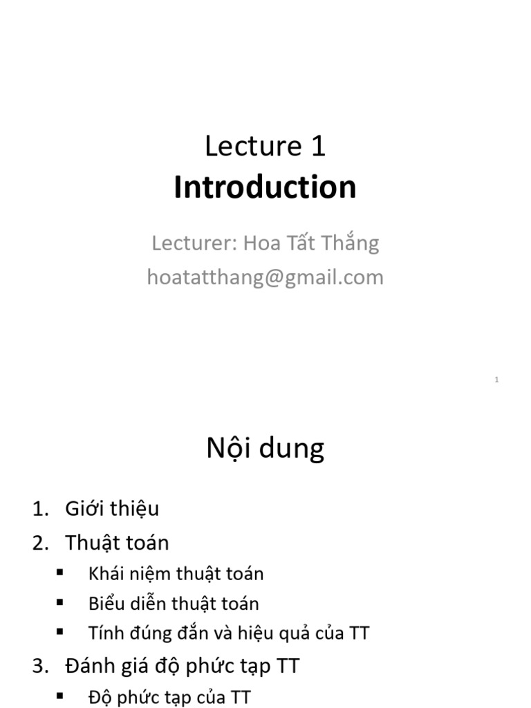 Lecture 01 - Introduction | PDF