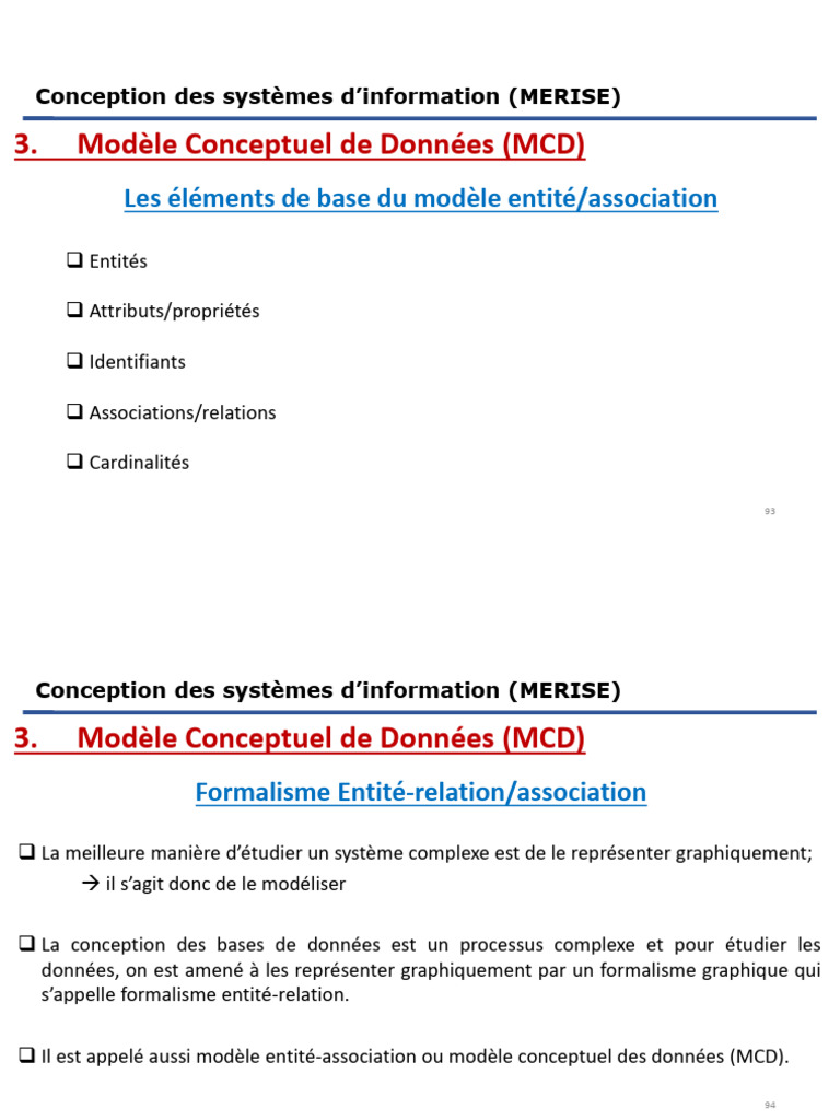Modèle Conceptuel de Données MERISE | PDF | Entité | Ingénierie des ...