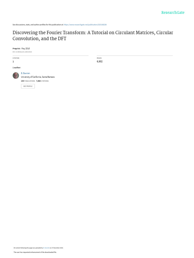 Discovering The Fourier Transform A Tutorial On Ci | PDF | Eigenvalues ...