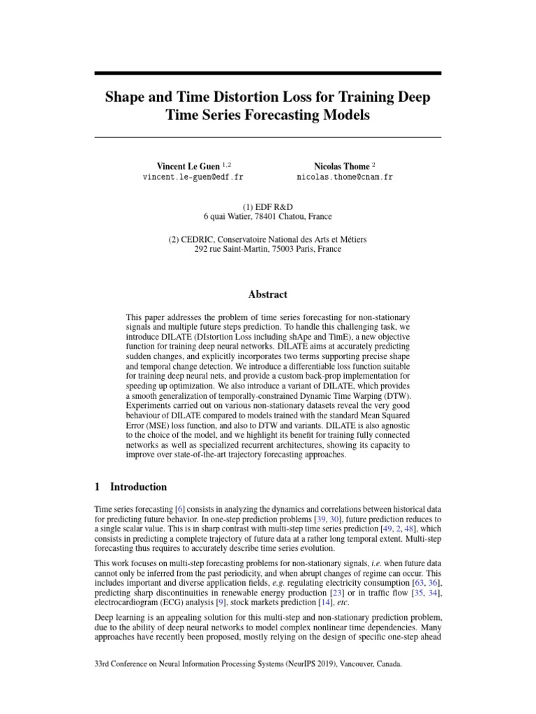 NeurIPS 2019 Shape and Time Distortion Loss For Training Deep Time ...