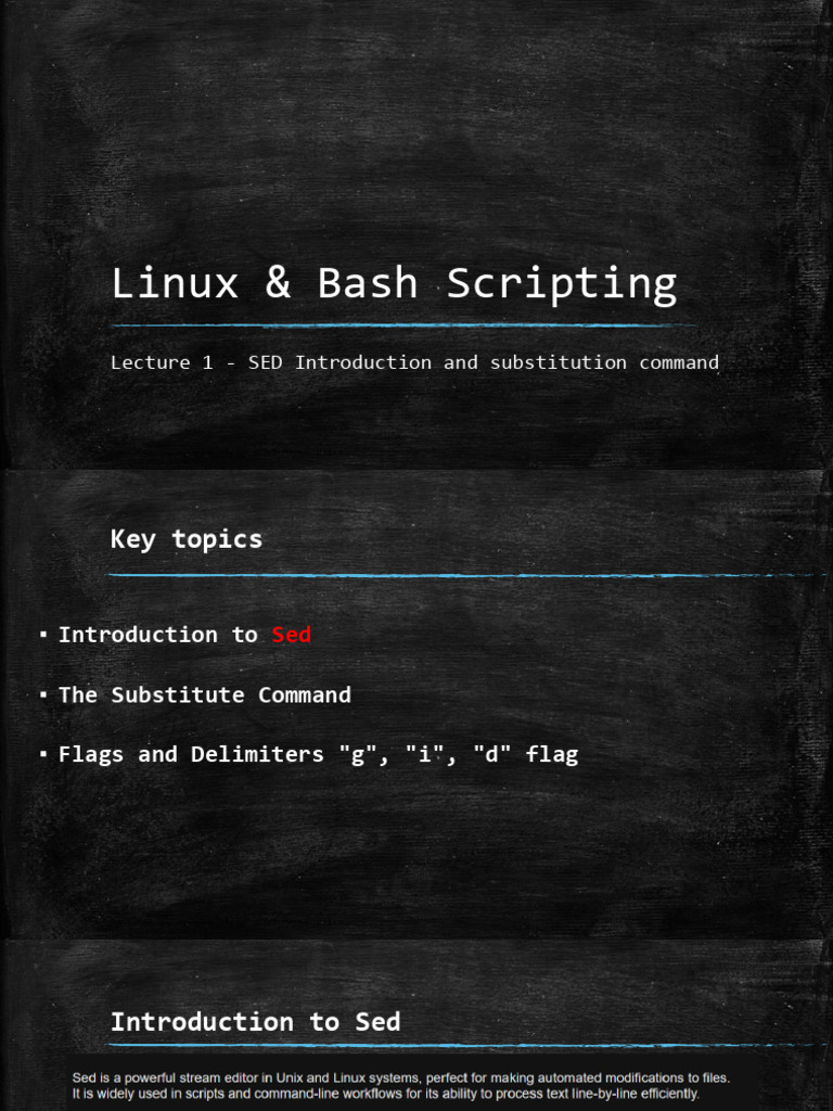 SED Basics: Substitution in Bash | PDF