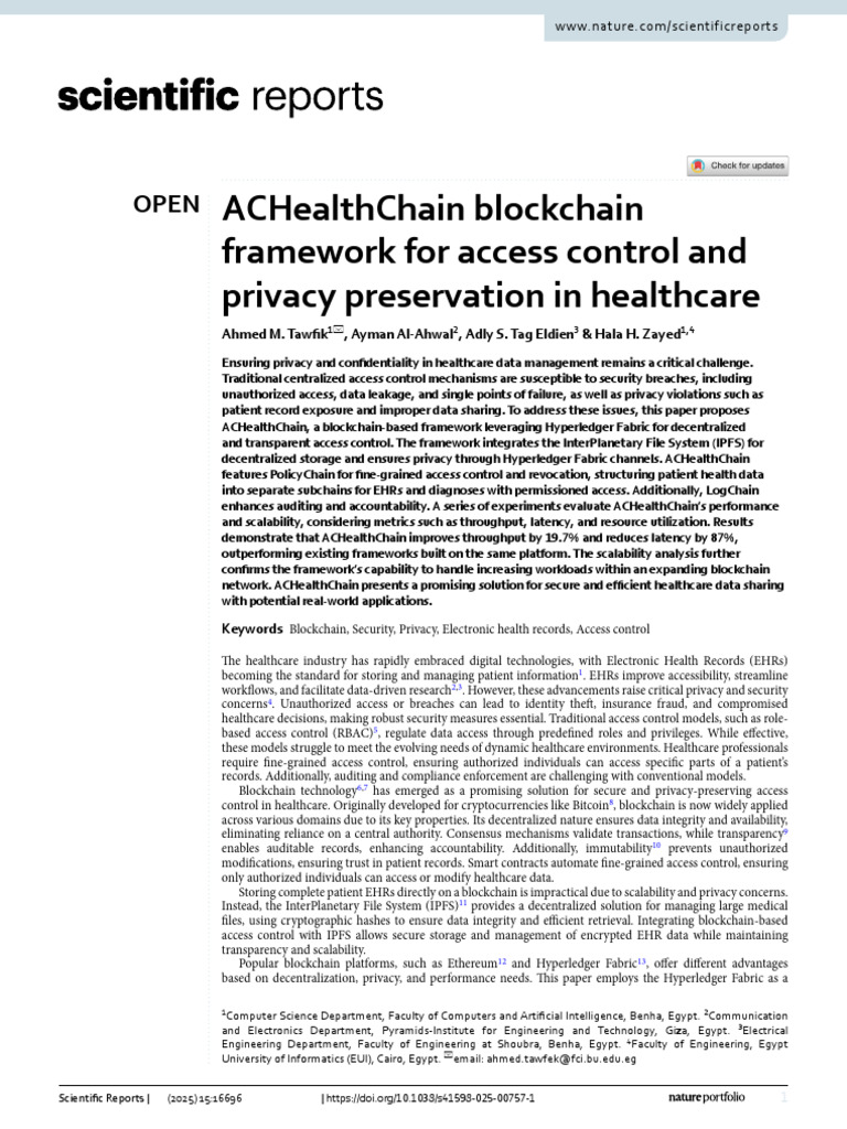 Blockchain Framework for Healthcare Privacy | PDF | Electronic Health ...