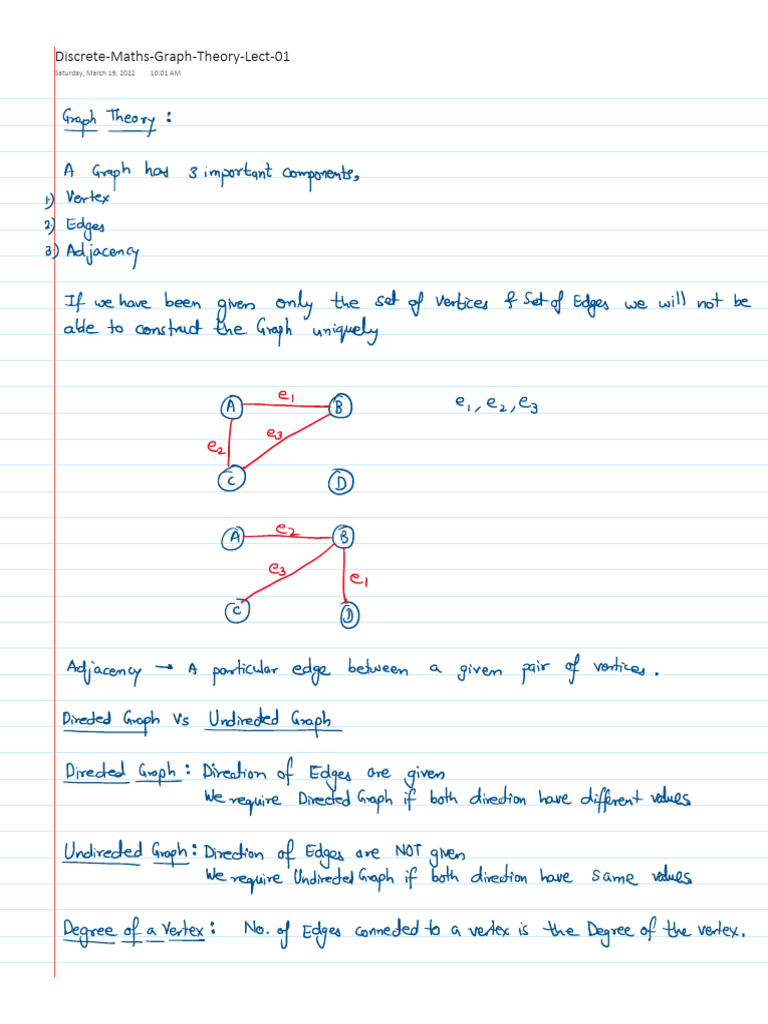 Discrete Maths Graph Theory Lect 01 | PDF
