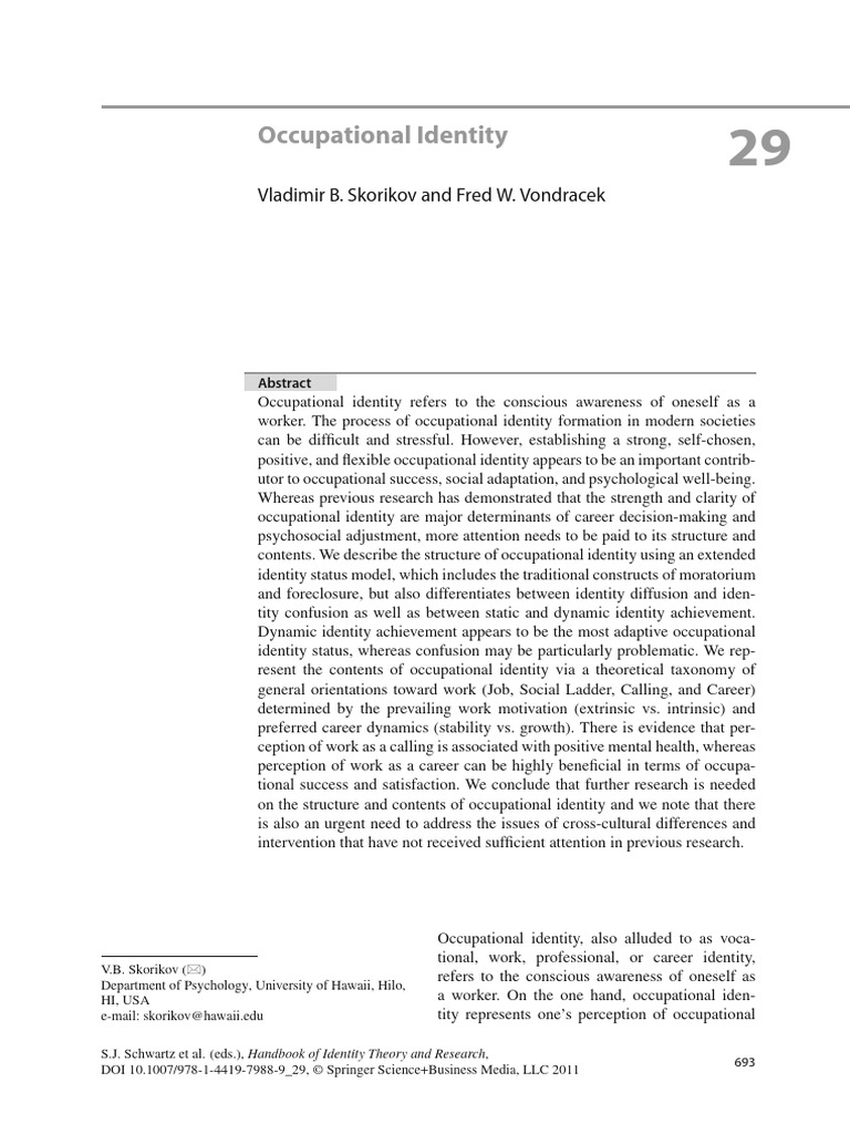 Understanding Occupational Identity | PDF | Identity (Social Science ...