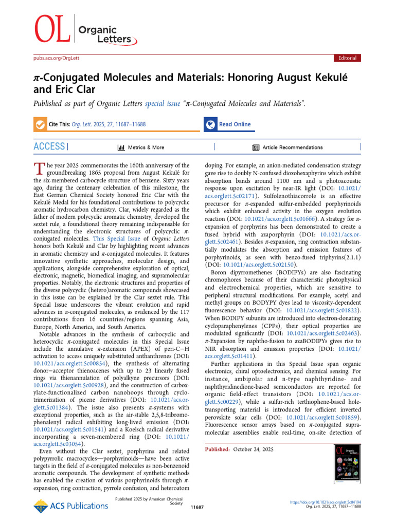 π conjugated molecules and materials honoring august kekulé and eric ...