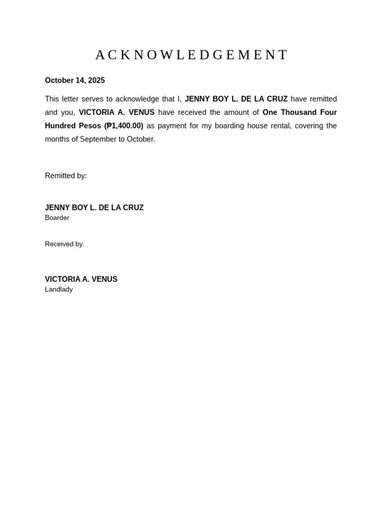 Payment Letter | PDF