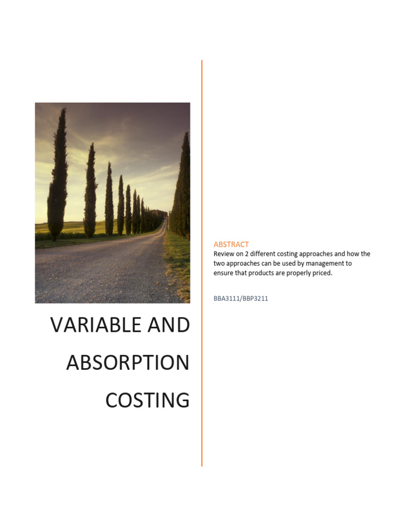 Absorption Costing Vs Variable Costing | PDF | Cost Of Goods Sold ...