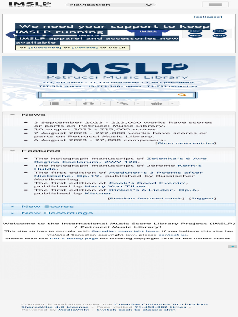 IMSLP: Free Music Scores Overview | PDF