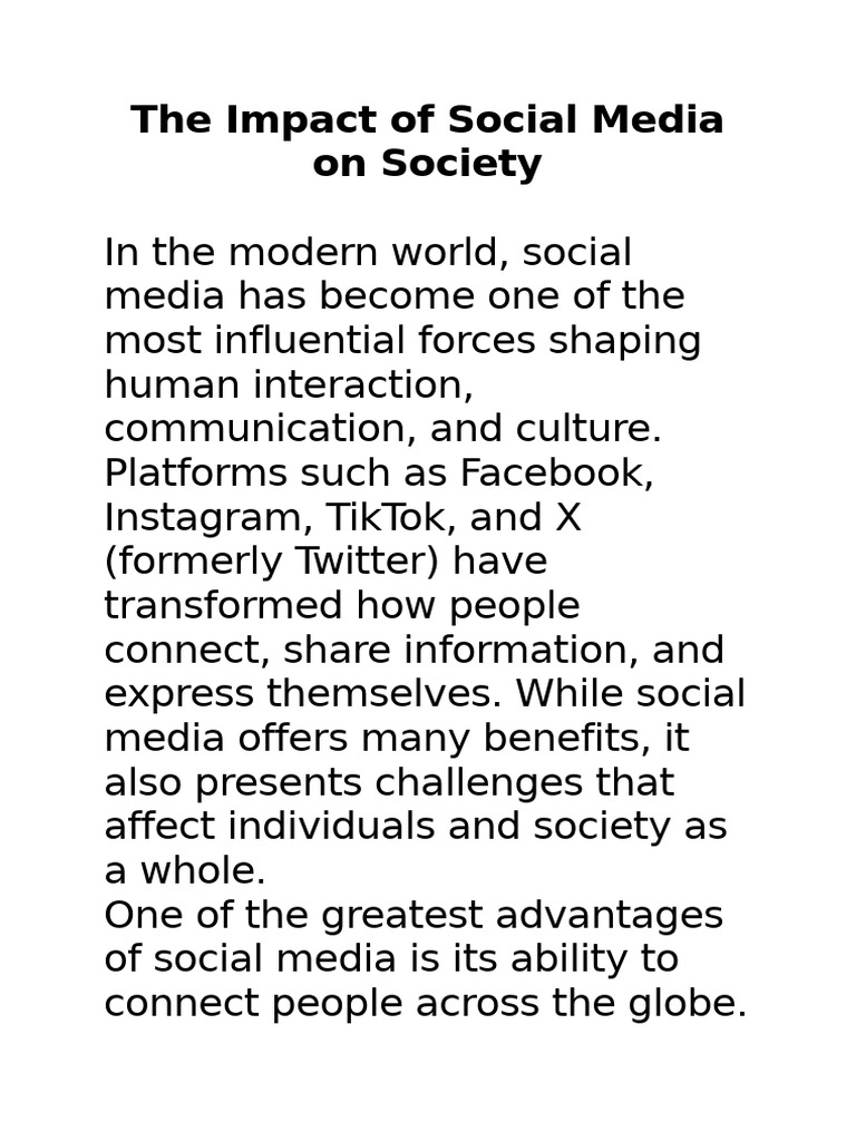 The Impact of Social Media On Society | PDF | Social Media | Popular ...