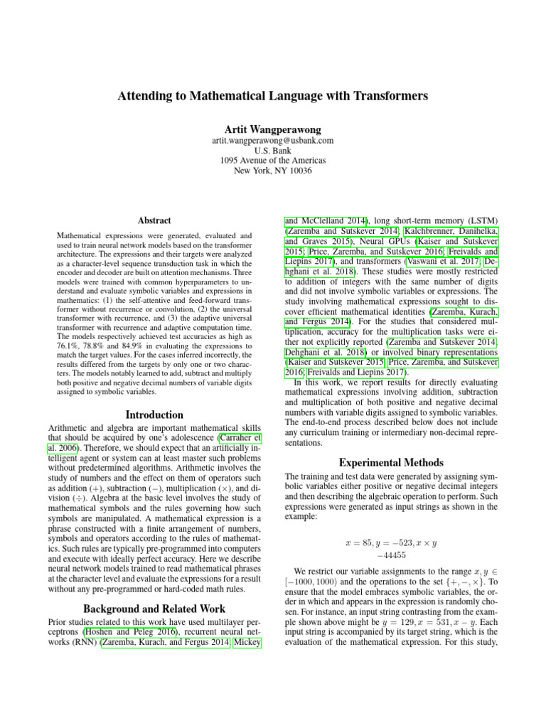 Evaluating Math with Transformer Models | PDF | Multiplication | Algebra