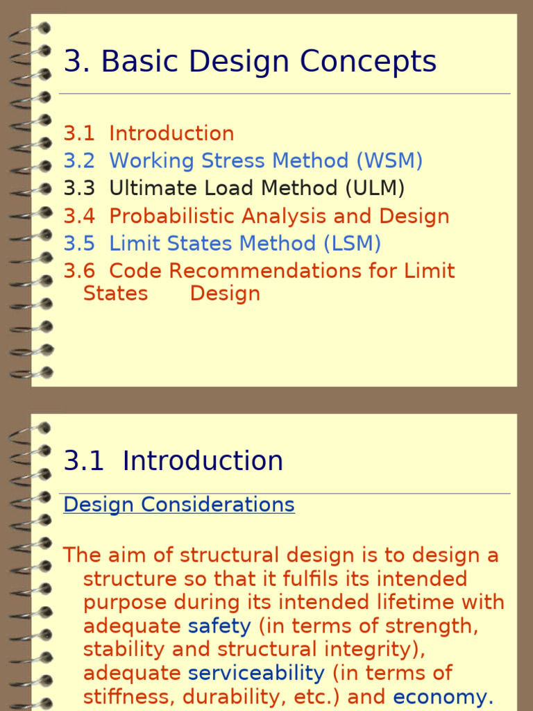 CHP 3 Basic Design Concepts | PDF | Strength Of Materials | Structural Load
