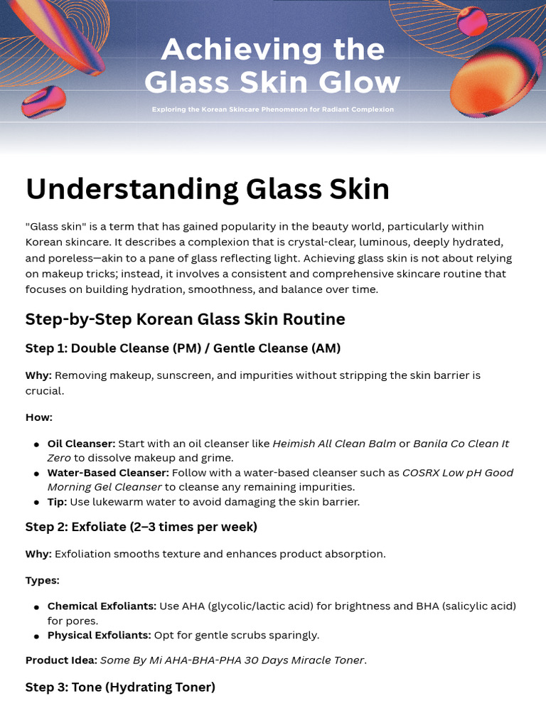 Korean Glass Skin Routine Guide | PDF | Skin Care | Sunscreen