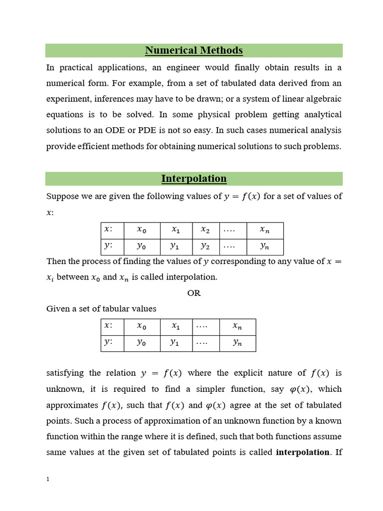Numerical Methods: Interpolation & Differences | PDF | Finite ...
