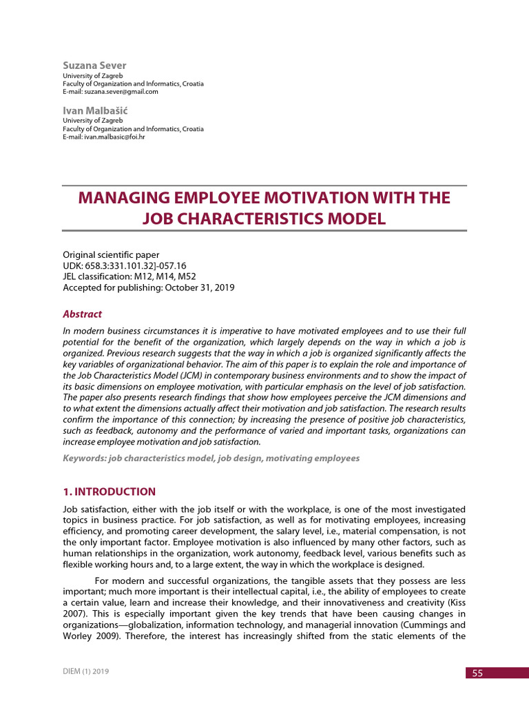 Enhancing Employee Motivation via JCM | PDF | Job Satisfaction ...