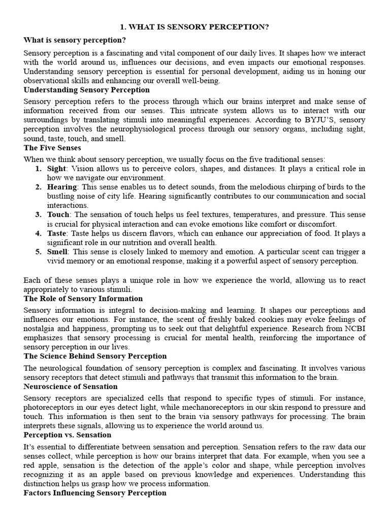 Reading C1 - Video Project Group 2 (5) 1 | PDF | Taste | Perception