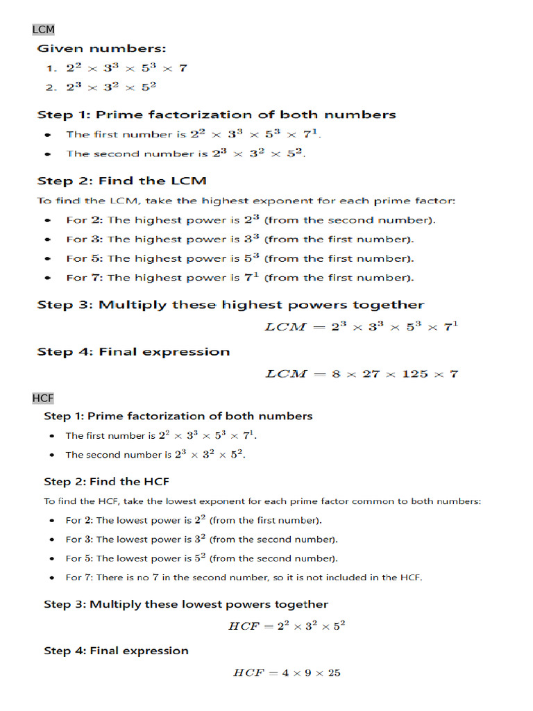 LCM &amp; HCF of Powered Numbers | PDF