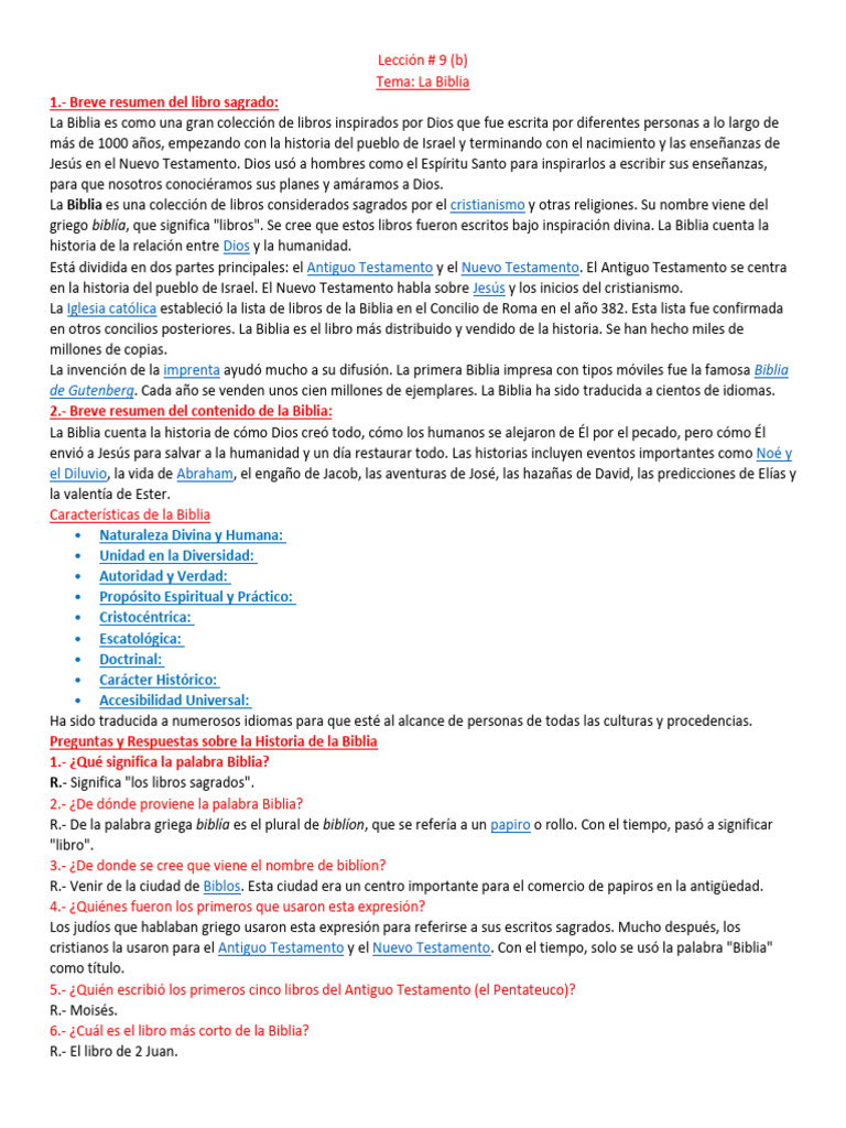 Resumen de la Biblia y su Historia | PDF | Biblia | Viejo Testamento