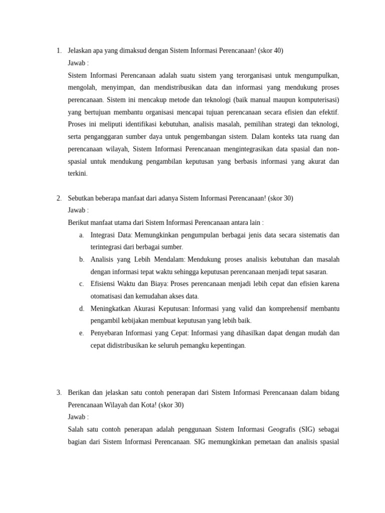 Manfaat dan Contoh Sistem Informasi Perencanaan | PDF