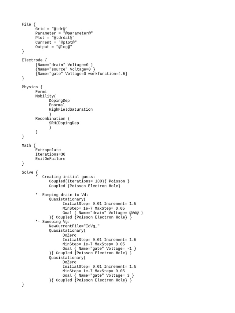 Semiconductor Device Simulation Setup | PDF