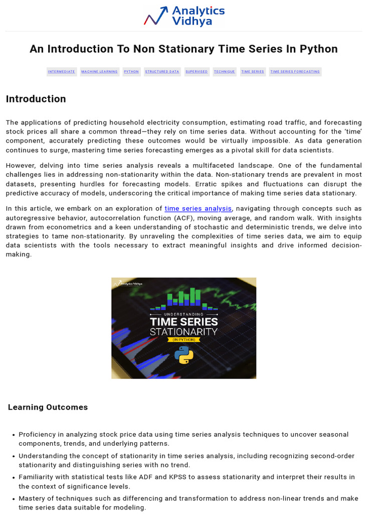 Non-Stationary Time Series in Python | PDF | Stationary Process | Time ...