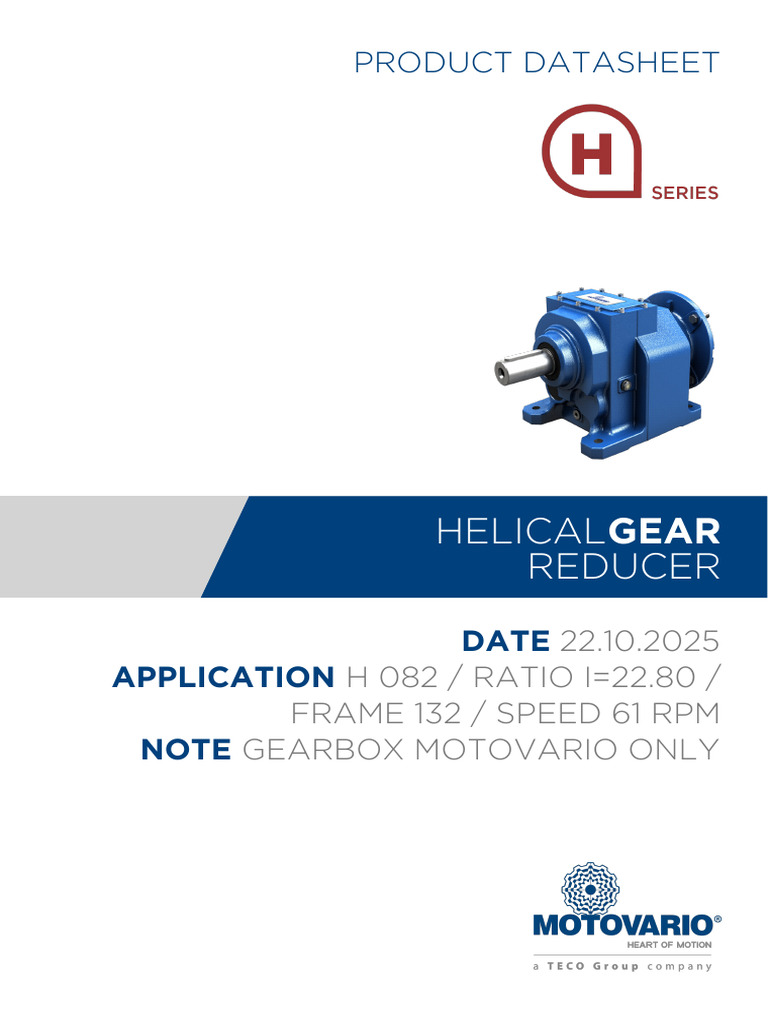 H Series H082 Gearbox Datasheet | PDF | Bearing (Mechanical) | Friction