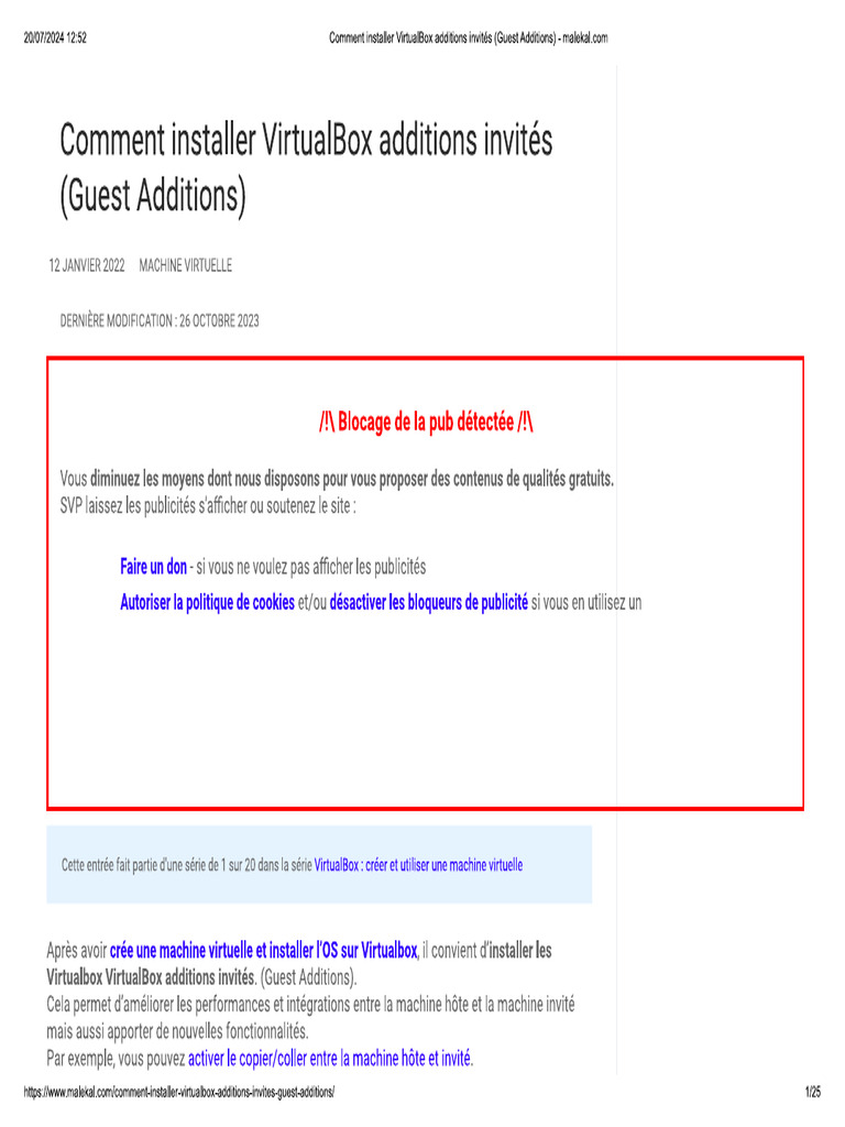 Comment Installer VirtualBox Additions Invités (Guest Additions) | PDF