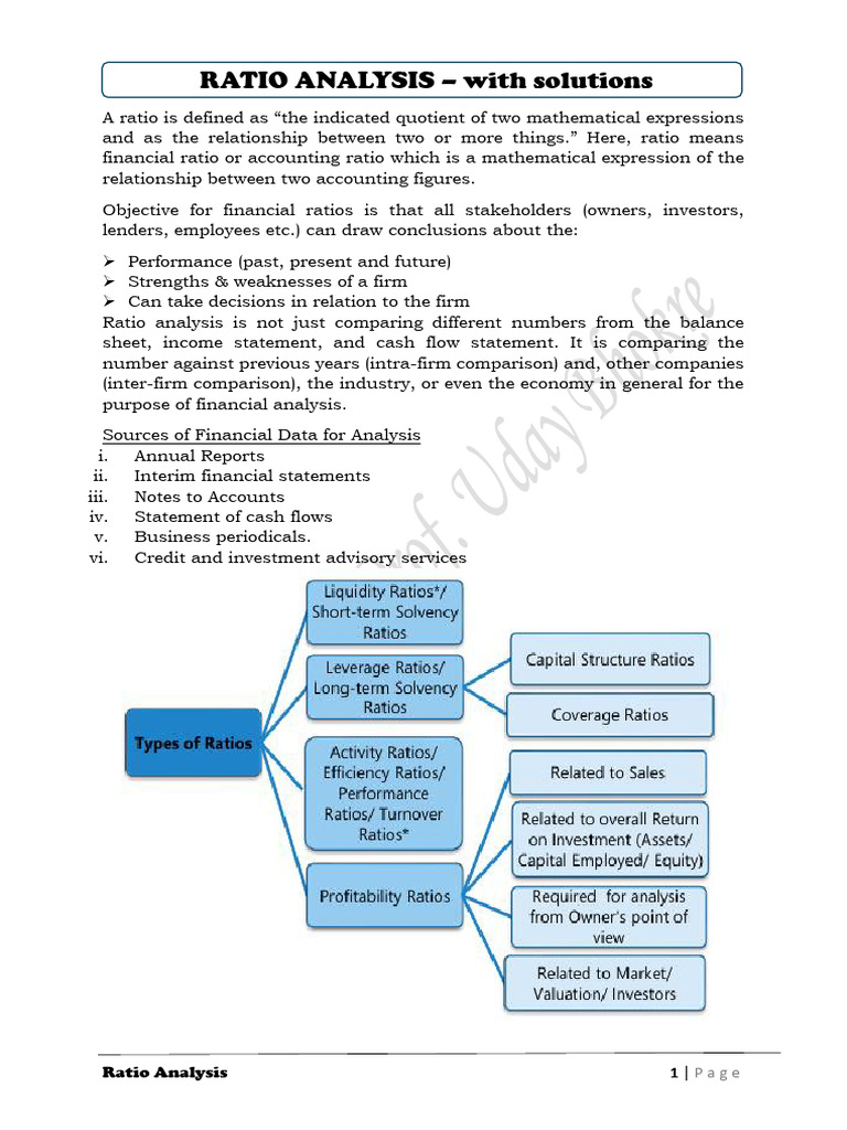 Ratio Analysis With Solutions | PDF | Financial Ratio | Revenue