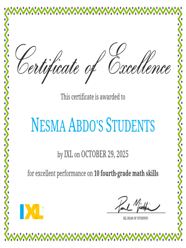 IXL Math Achievement Certificates | PDF