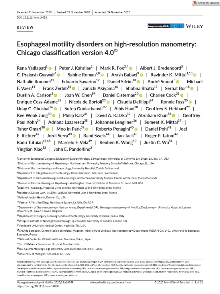 Chicago Classification v4.0 Overview | PDF | Gastroenterology