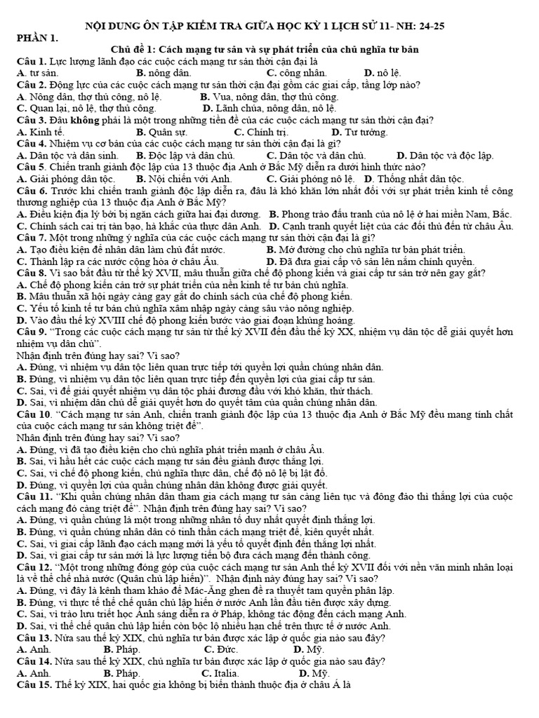 N I Dung Ôn Thi Hki-S 11-25-26-Ct | PDF