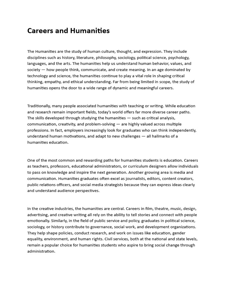 Careers and Humanities | PDF | Humanities | Science