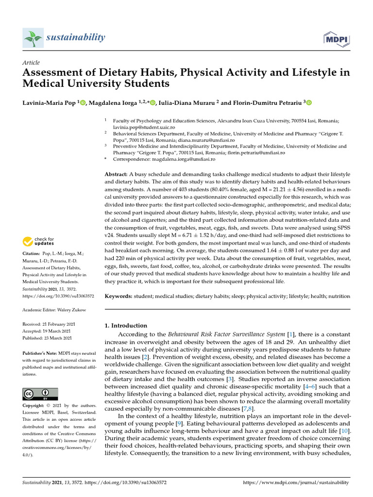 Dietary Habits of Medical Students | PDF | Healthy Diet | Obesity
