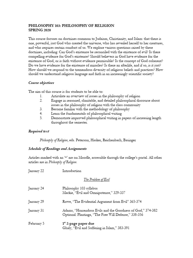 Philosophy of Religion Course Overview | PDF | Philosophy Of Religion ...