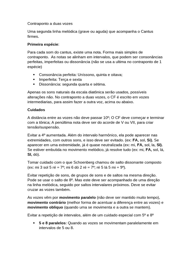 Guia Prático de Contraponto a Duas Vozes | PDF | Teoria da Música ...