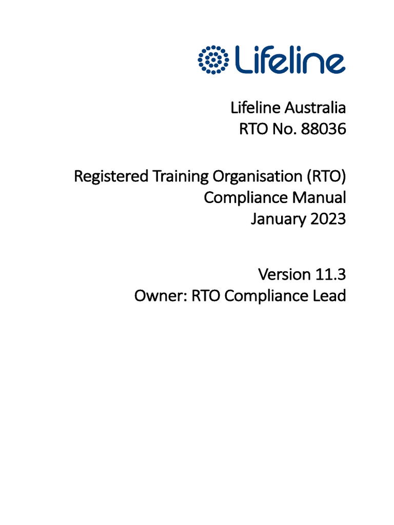 Lifeline Australia Rto Compliance Manual Wfbfwpjnpajl | PDF ...
