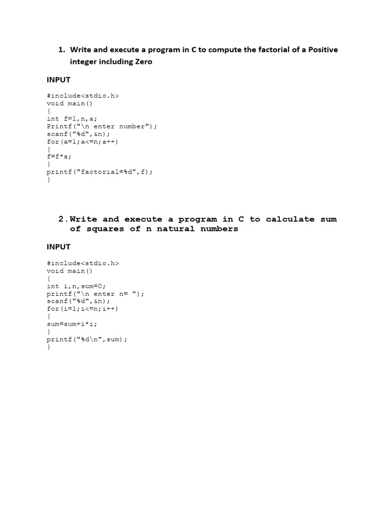 C Programs for Math Calculations | PDF | Integer (Computer Science ...