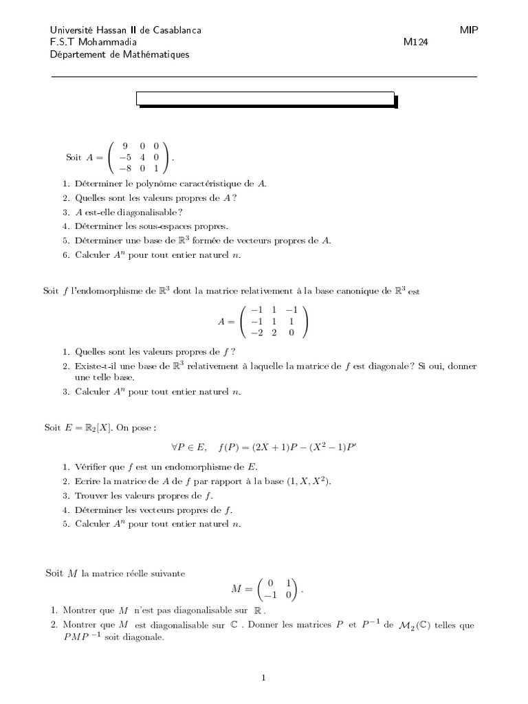 Diagonalisation et Trigonalisation des Matrices | PDF | Valeur propre ...