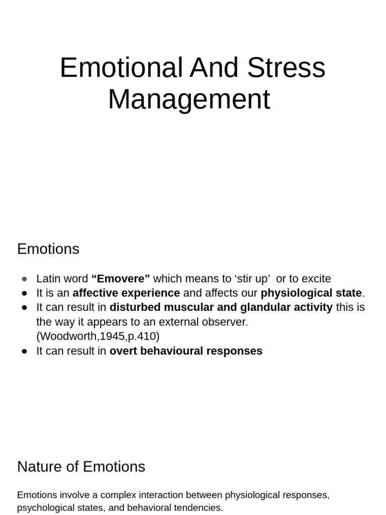 Emotional and Stress Management Guide | PDF | Stress (Biology) | Anxiety