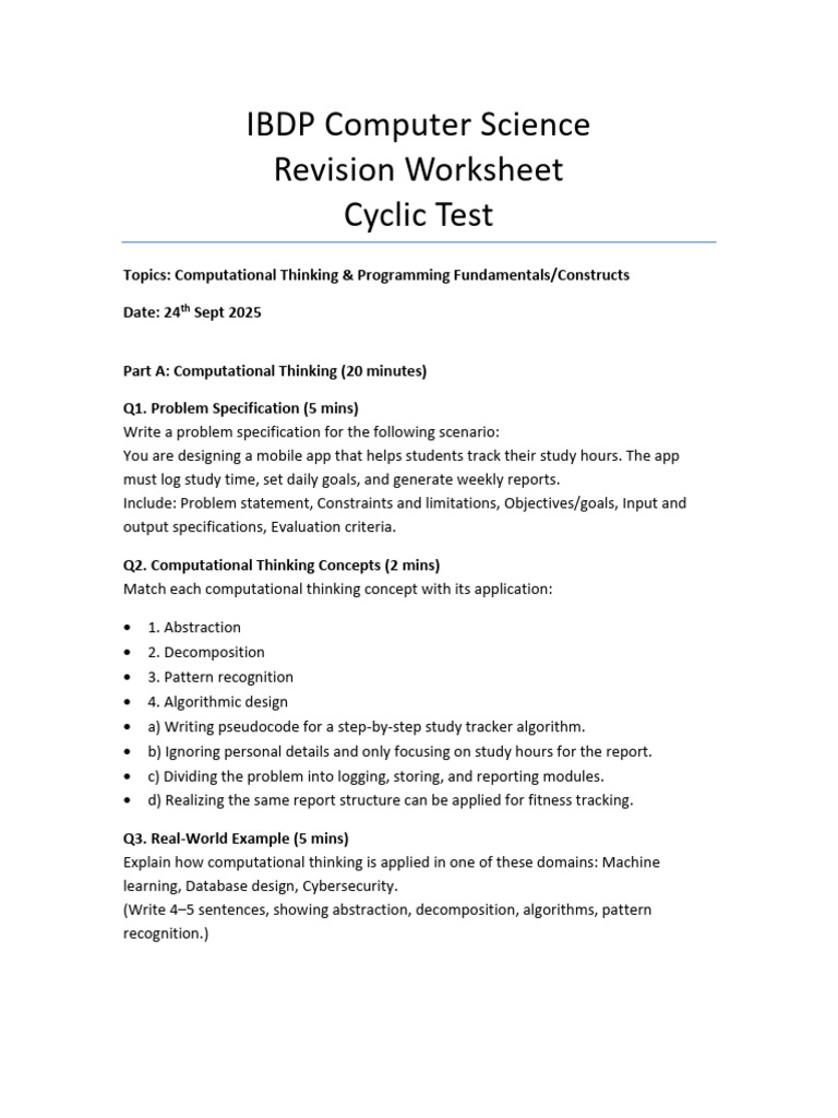 IBDP Computer Science Revision Guide | PDF | Control Flow | Algorithms