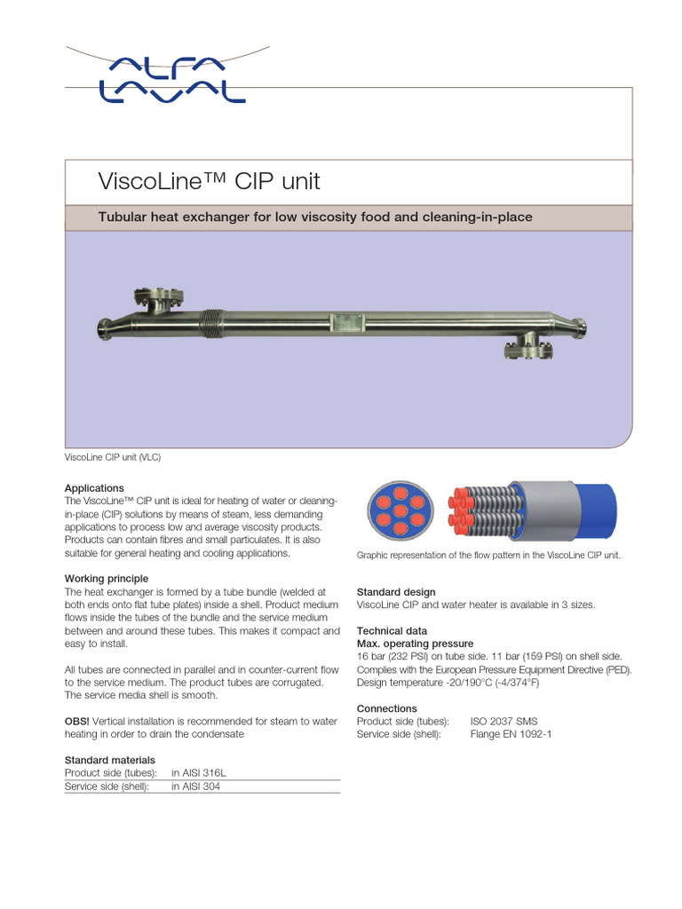 ViscoLine™ CIP Unit for Food Heating | PDF | Heat Exchanger ...