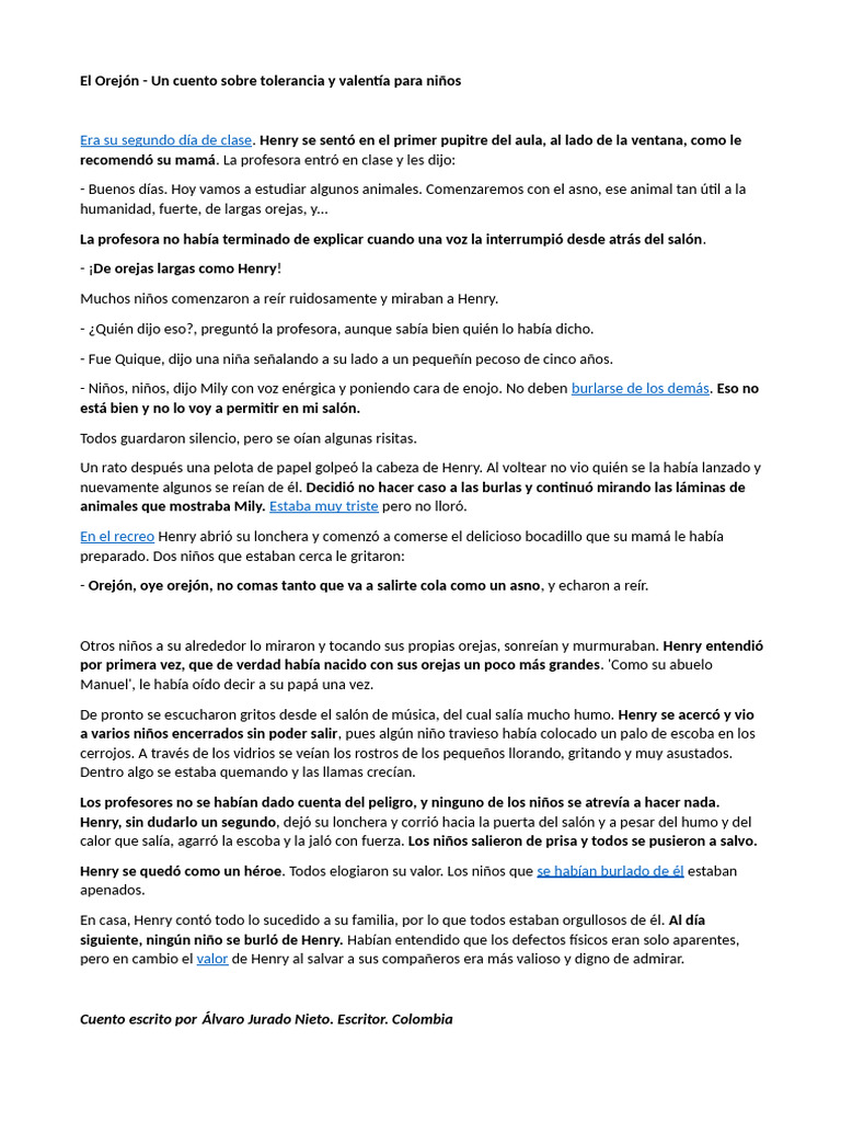 El Orejón VALOR DE LA TOLERANCIA. AMARILLO MAÑANA | PDF
