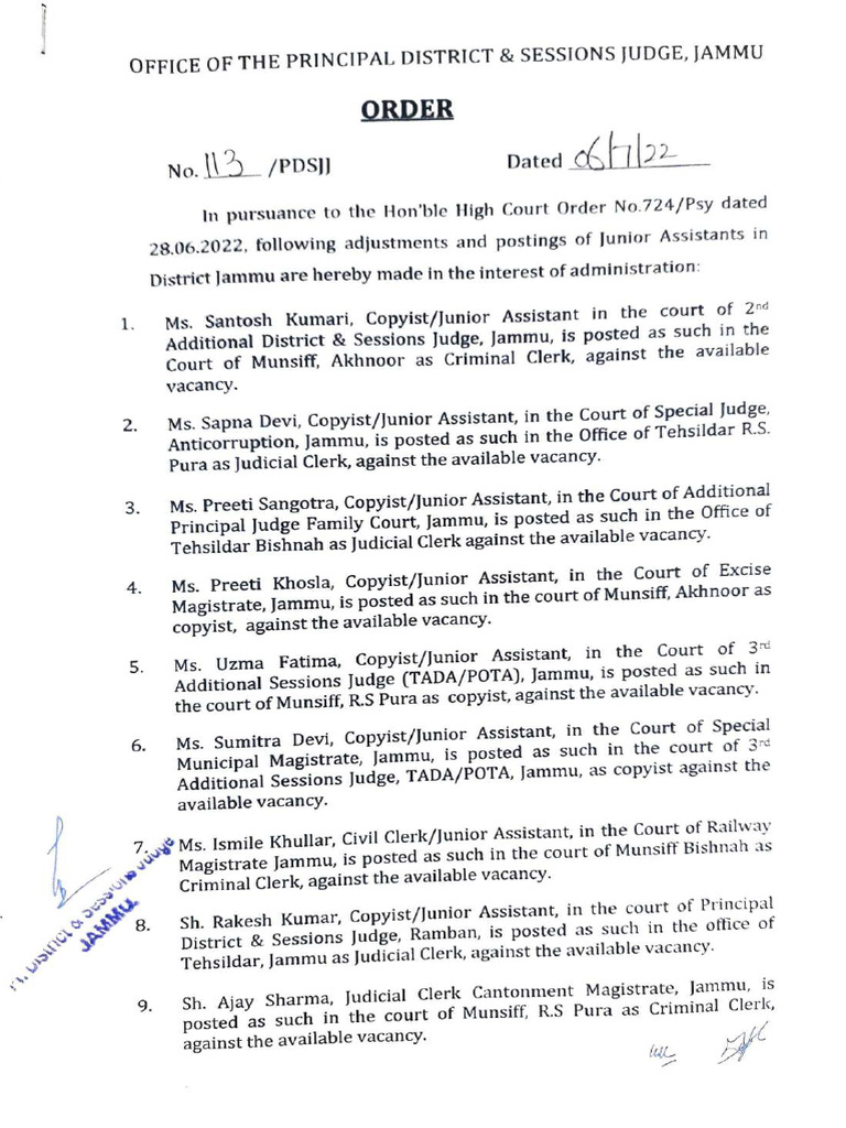 Adjustments and Postings of Jr. Assistants - Compressed | PDF ...