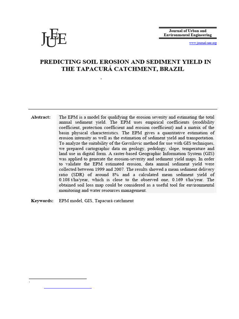 Soil Erosion Prediction in Tapacurá, Brazil | PDF | Drainage Basin ...