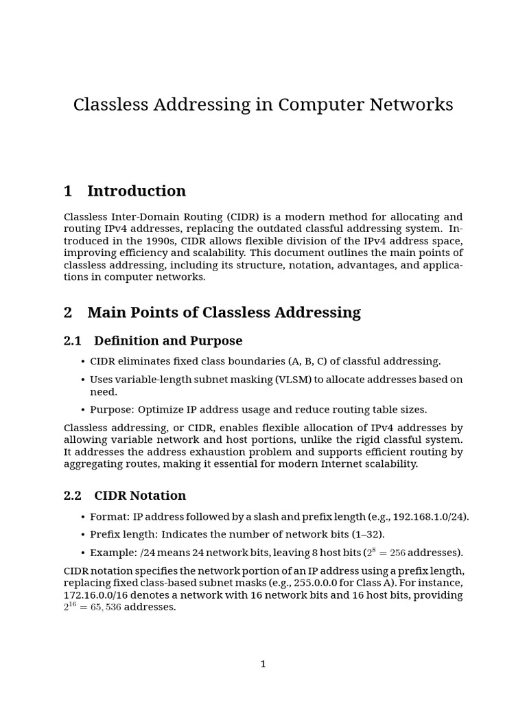 Understanding Classless Addressing (CIDR) | PDF | Network Architecture ...