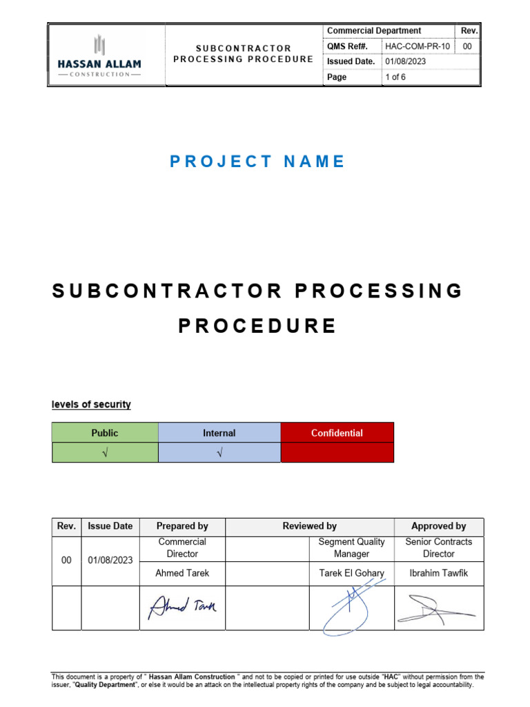 8-10!29!2023-COM-010 Subcontractor Processing Procedure Rev.00!08!2023 ...