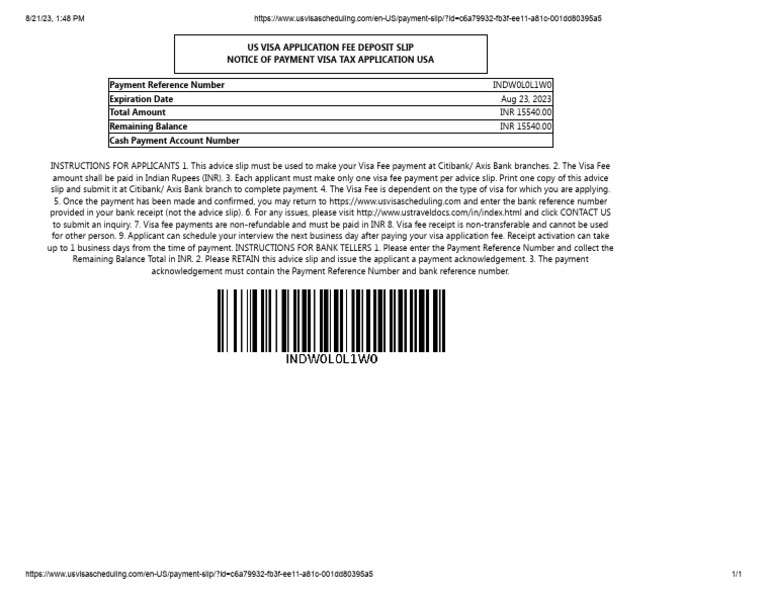 US Visa Fee Payment Instructions | PDF | Payments | Fee